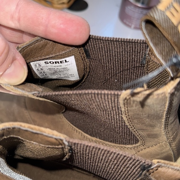 Sorel Chelsea boots Tan Ankle pull on hi line heeled NEW 7.5 leather moto boho - Picture 7 of 13